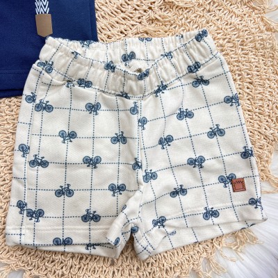 Conj. Camiseta Suspensório e Bermuda Bicicletas - Azul Marinho Conj. Camiseta Suspensório e Bermuda Bicicletas - Azul Marinho